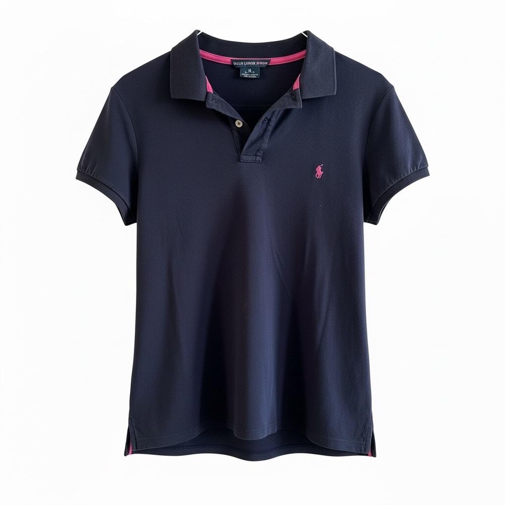 Ralph Lauren Women's Purple Polo Shirt with Pink Accents